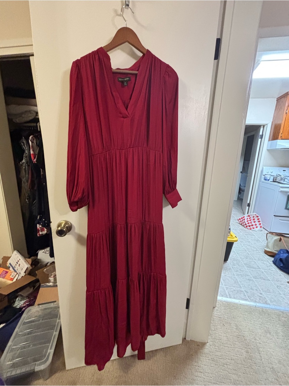 Banana Republic Deep Wine Tiered Maxi Dress